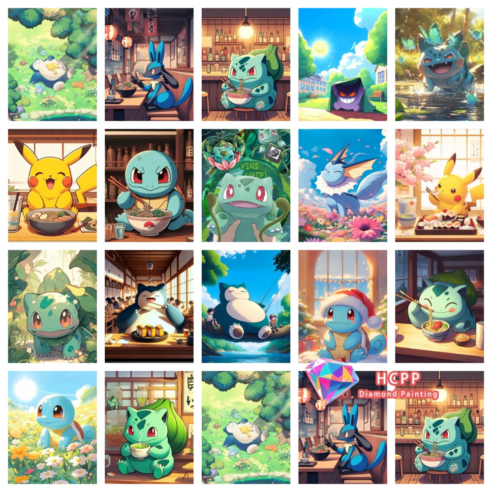 Resin Art Home Decor - Pikachu Bulbasaur Squirtle Anime Diamond Painting
