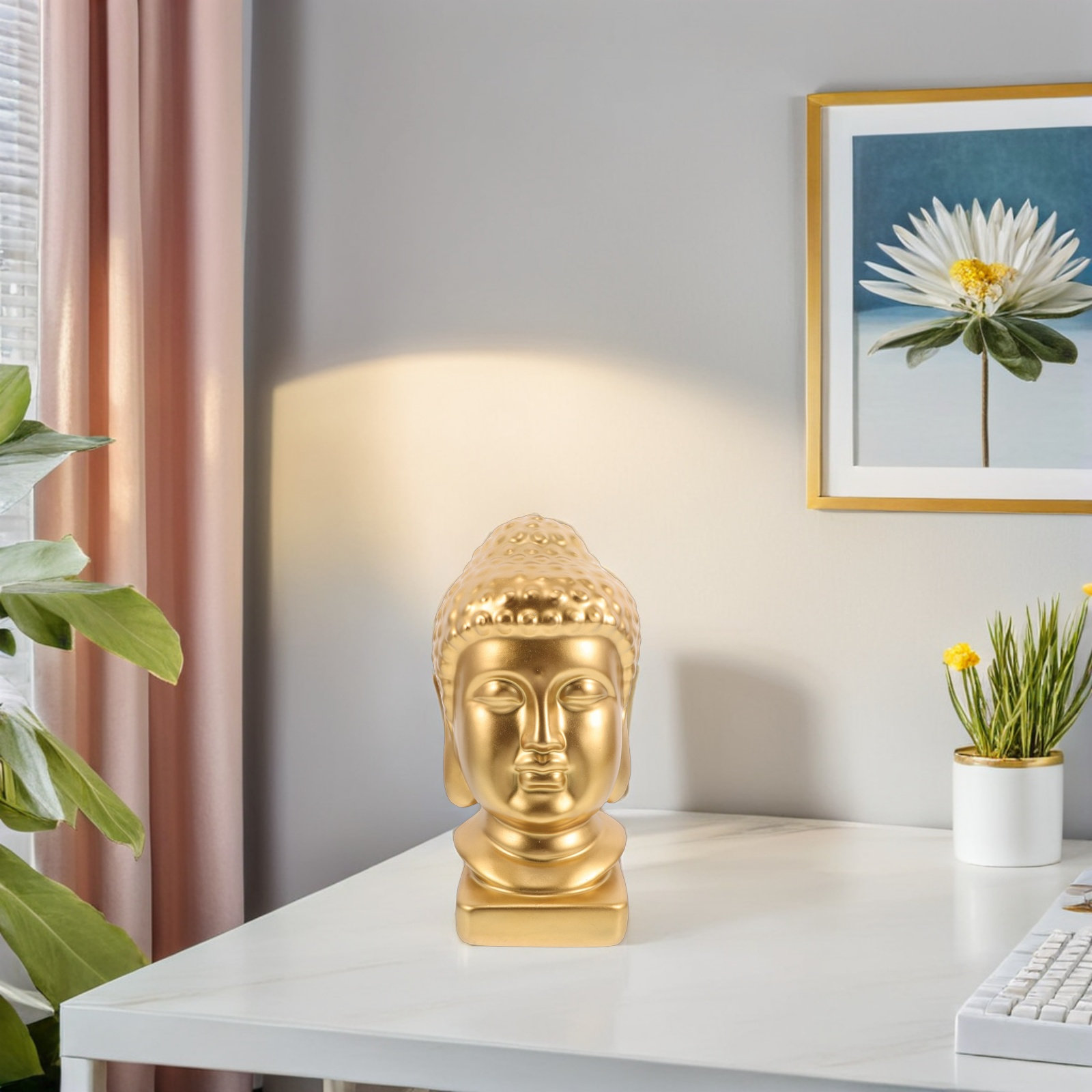 Resin Art Home Decor - Resin Buddha Head Art Statue Elegant