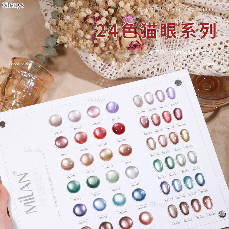 Glemys 24 color cat's eye nail - đánh giá và giá Resin Art Learning