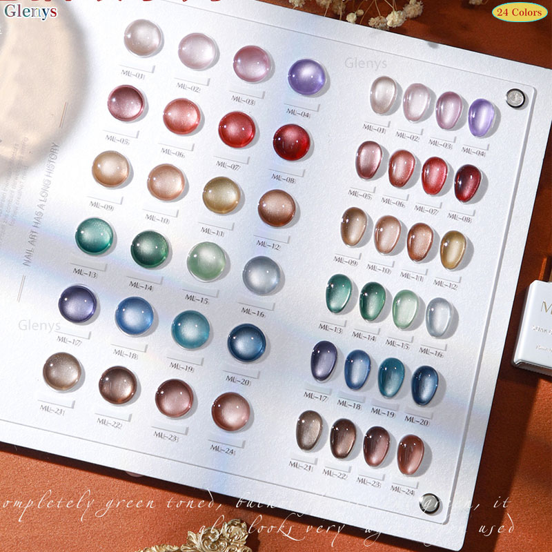 Glemys 24 color cat's eye nail - đánh giá và giá Resin Art Learning