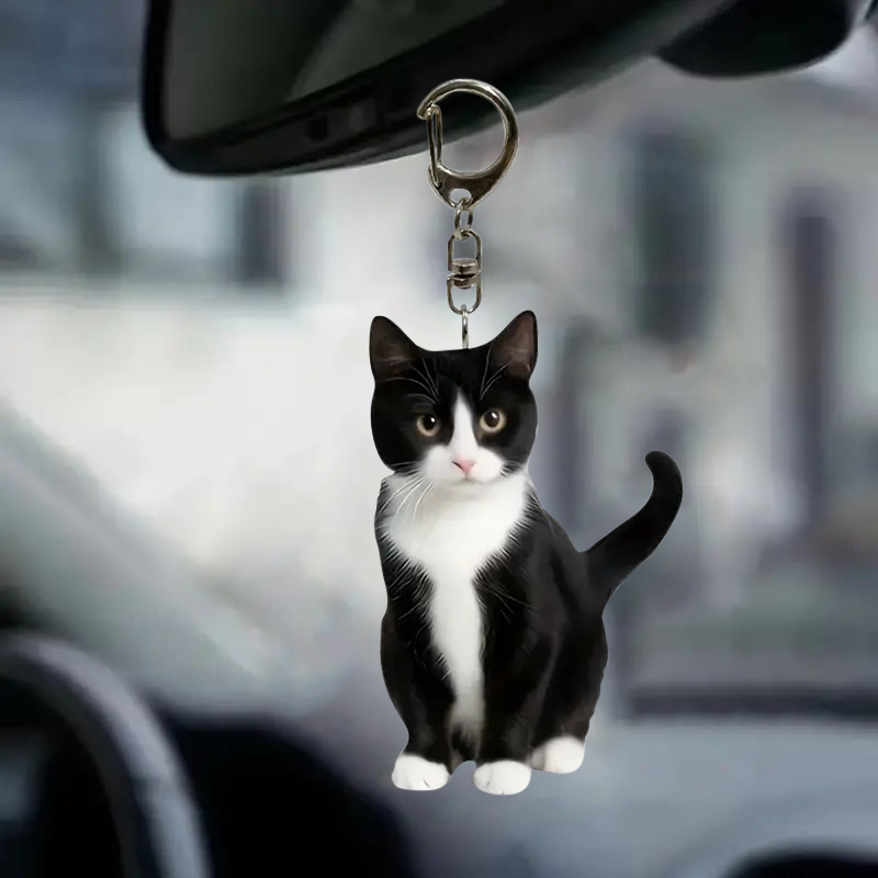 Black And White Cat Keychain 2 - đánh giá và giá Resin Art Design Keychain
