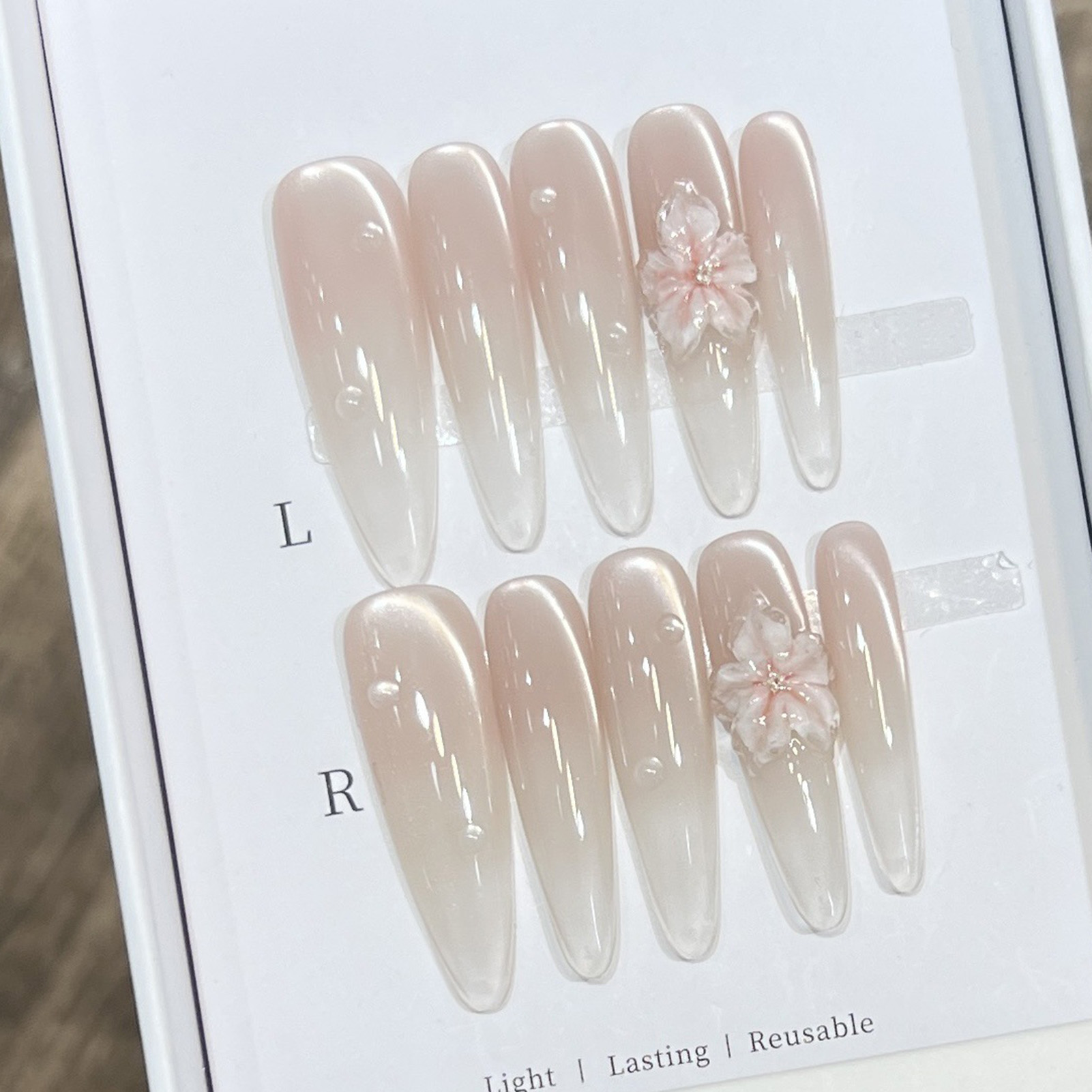 10pcs Long Almond Fake Nails T - đánh giá và giá Resin Art Flower