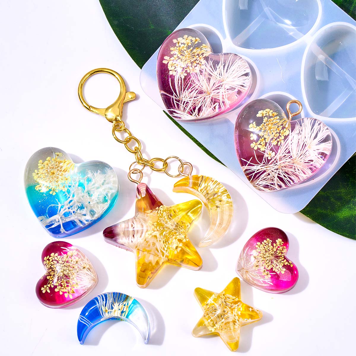 Heart Star Moon Pendant Silico - đánh giá và giá Resin Art Jewellery