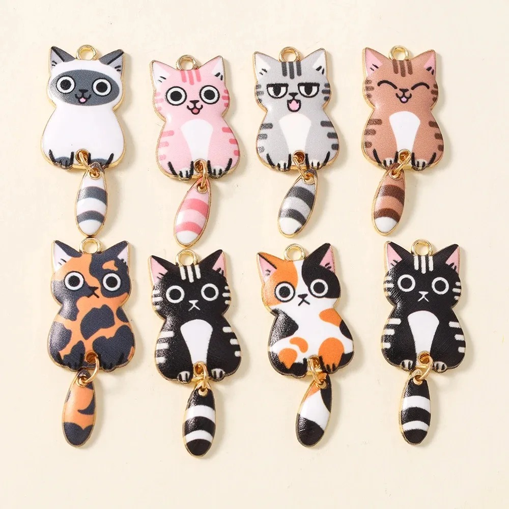 10Pcs 16×39mm Cute Cartoon Cat - đánh giá và giá Resin Art Jewellery