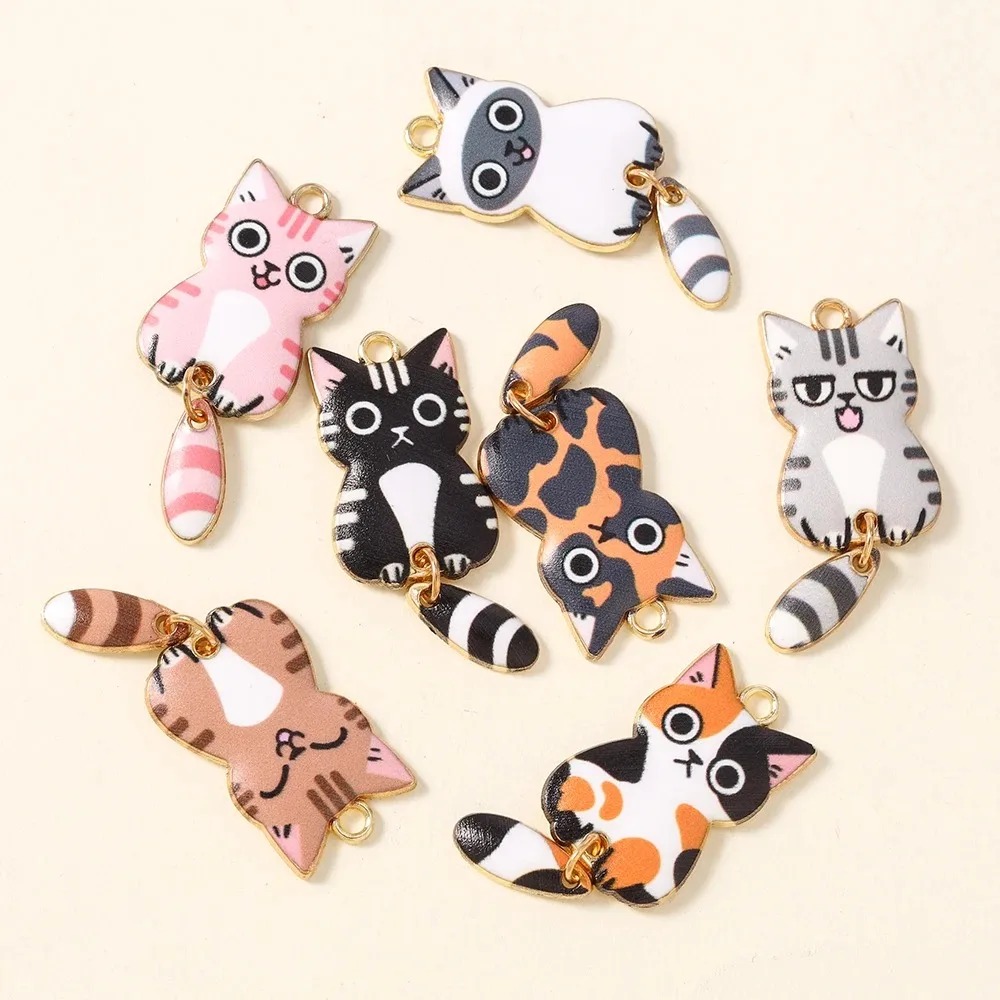 10Pcs 16×39mm Cute Cartoon Cat - đánh giá và giá Resin Art Jewellery