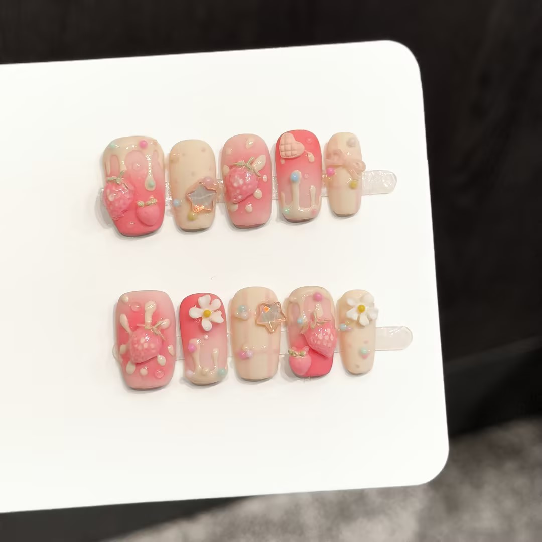 10PCS Square Handmade Press On - đánh giá và giá Resin Art Flower