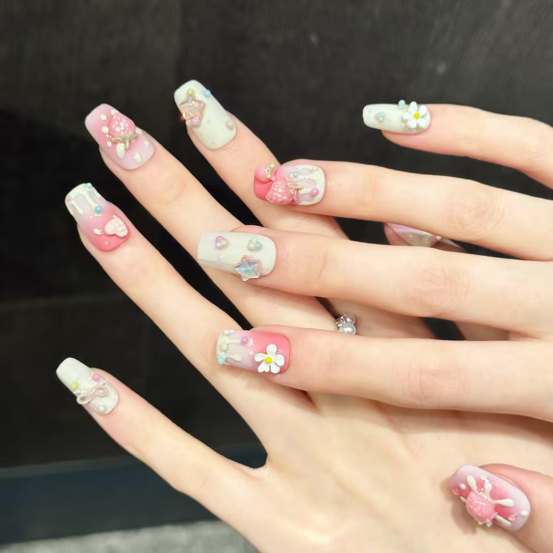 10PCS Square Handmade Press On - đánh giá và giá Resin Art Flower