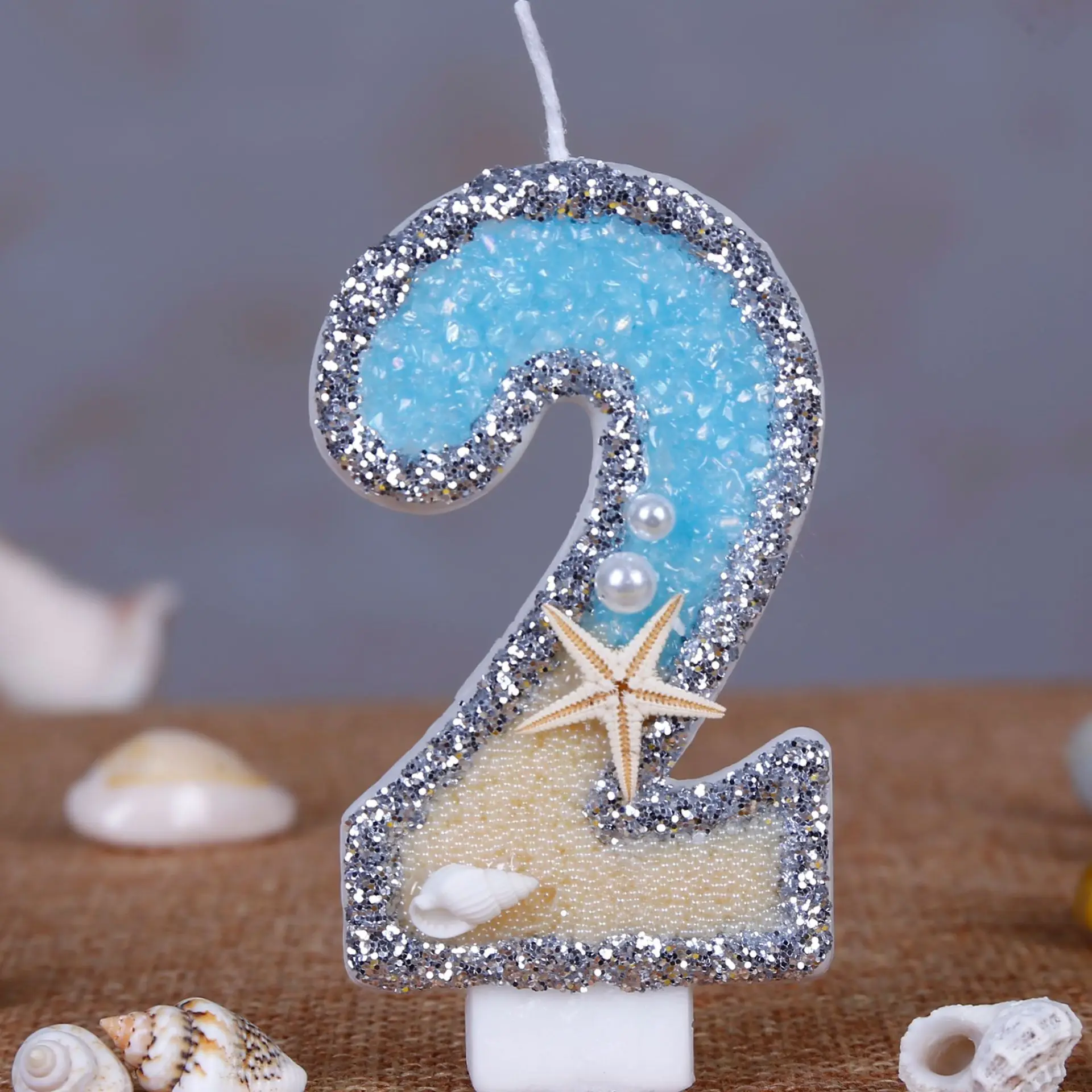 0-9 Number Glitter Candles Sum - đánh giá và giá Resin Art Beach Theme