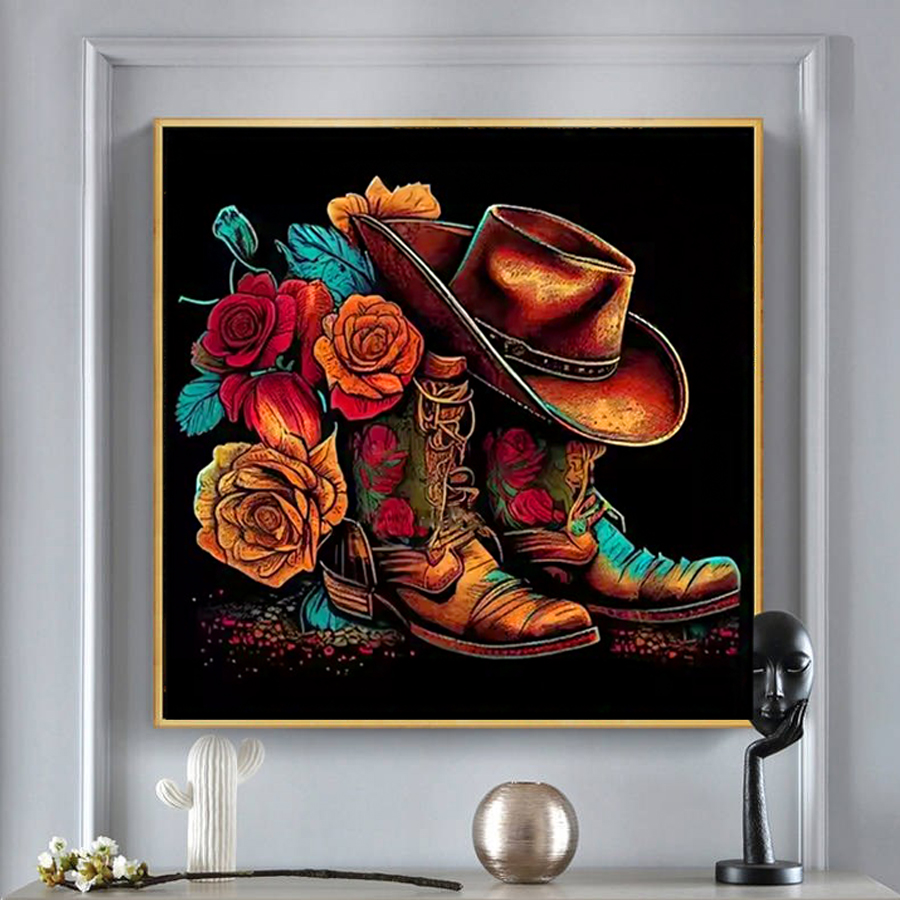 Cowboy Hat Boots Diamond Paint - đánh giá và giá Resin Art For Rose