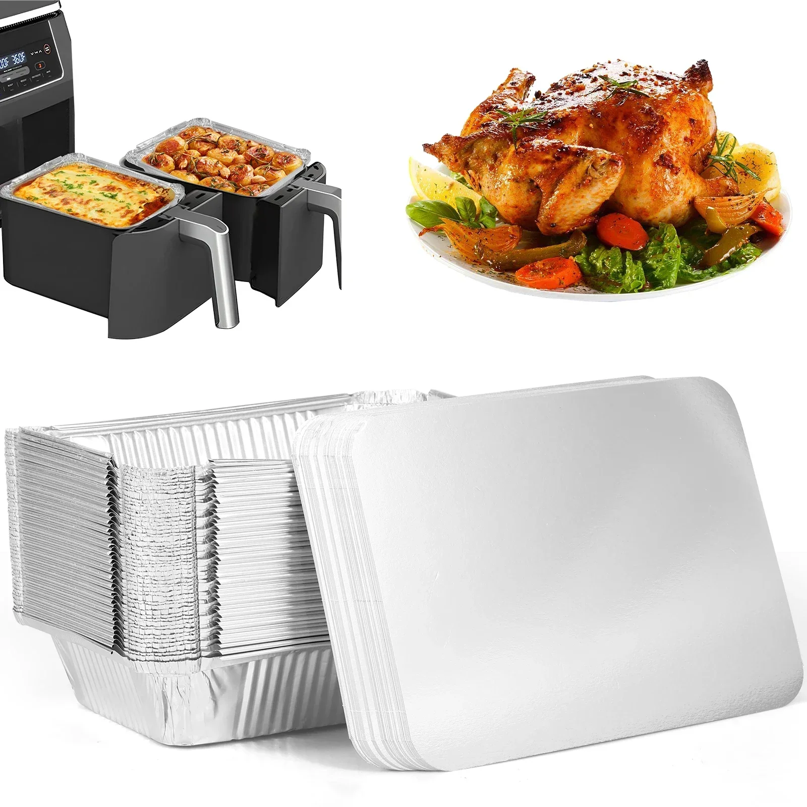50/100pcs Aluminum Foil Trays  - đánh giá và giá Tray Mold Rectangle
