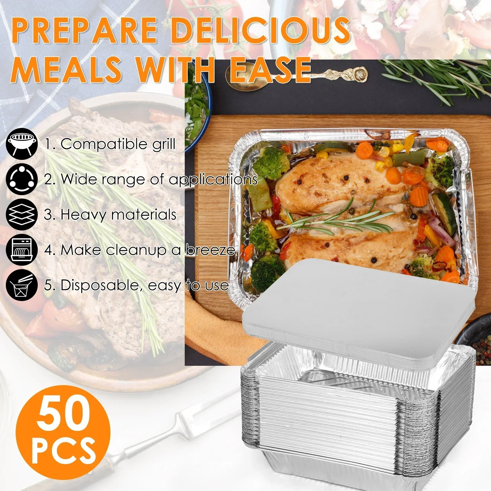 50/100pcs Aluminum Foil Trays  - đánh giá và giá Tray Mold Rectangle
