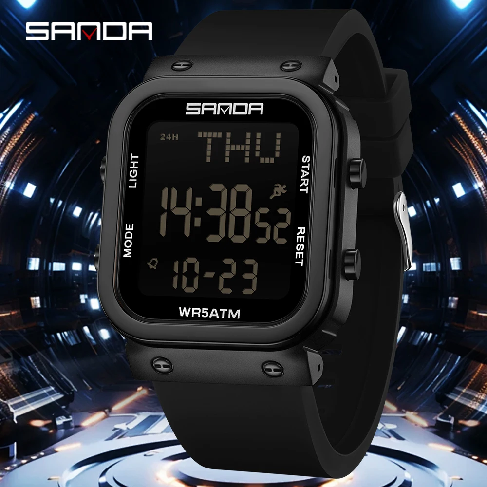 SANDA Digital Watch Men Milita - đánh giá và giá Resin Art Underwater