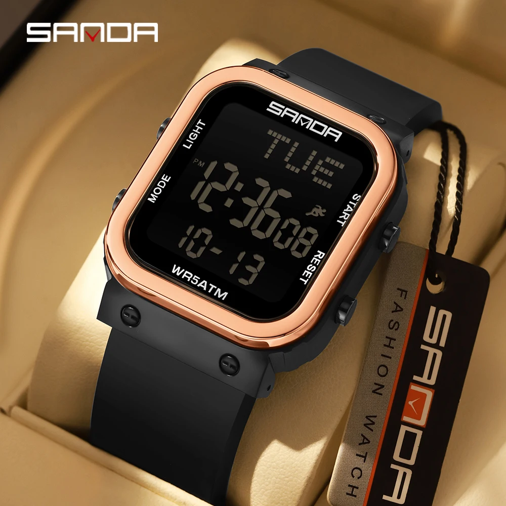 SANDA Digital Watch Men Milita - đánh giá và giá Resin Art Underwater