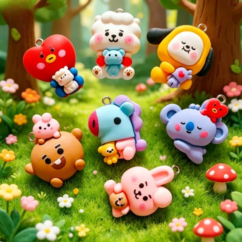 7pcs BT21 Resin Cartoon Charm  - đánh giá và giá Resin Art And Craft