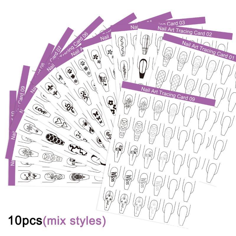 10pcs Nail Art Lines Practice  - đánh giá và giá Resin Art Learning