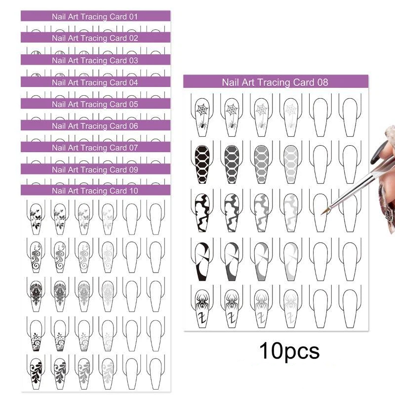 10pcs Nail Art Lines Practice  - đánh giá và giá Resin Art Learning