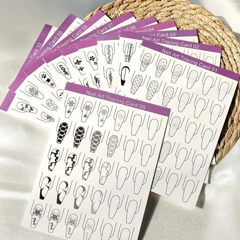 10pcs Nail Art Lines Practice  - đánh giá và giá Resin Art Learning
